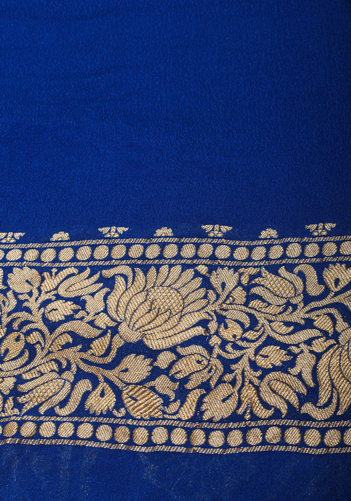 Blush Peach Pure Silk Chiffon Saree with Zari Buttas and Elongated Florals in Pallu | SILK MARK CERTIFIED