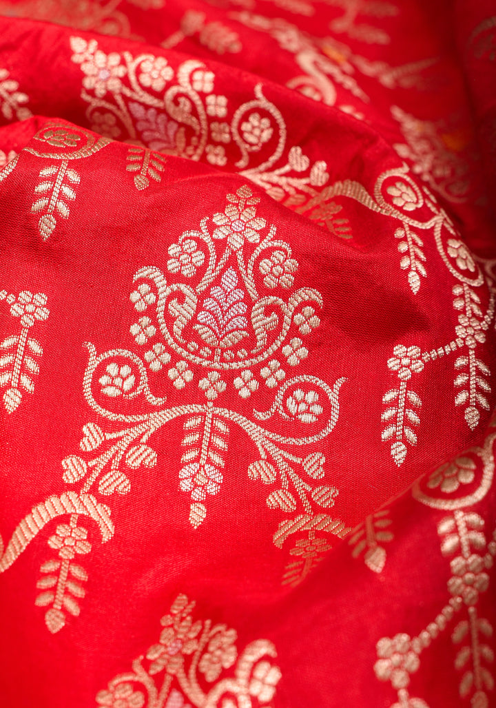 Vermillion Banarasi Meenakari Brocade Katan Silk Saree | SILK MARK CERTIFIED
