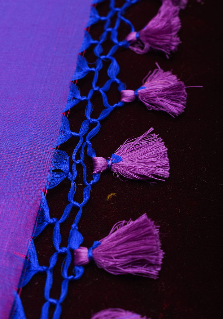 Magnificent Banarasi Katan Silk saree in Purple blue dual tone with Persian Trellis Jaal and zari border | SILK MARK CERTIFIED