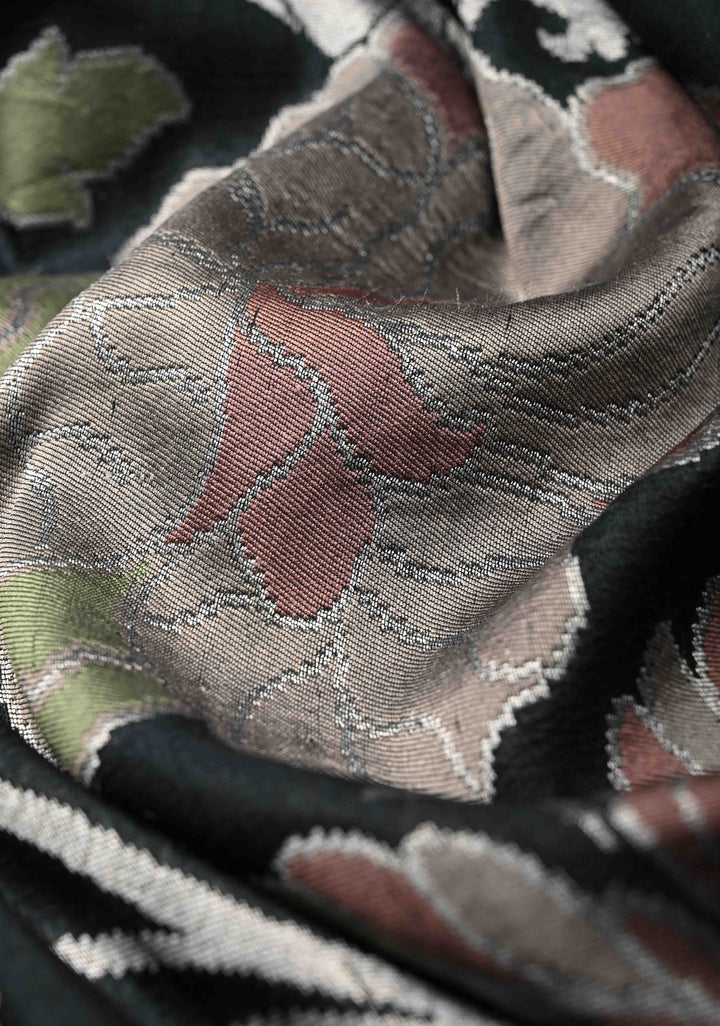 Black Banarasi Tussar Georgette Saree with Meenakari Floral Jaal and Zari Border | SILK MARK CERTIFIED