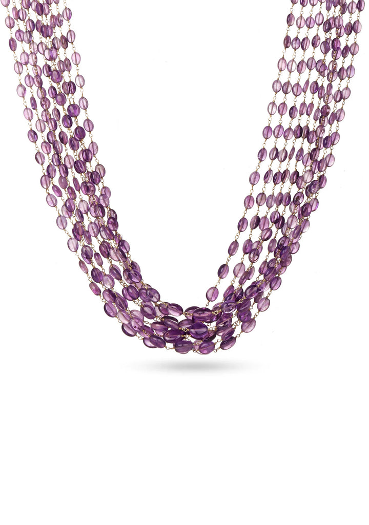 92.5 Silver Natural Amethyst Multistrand  necklace