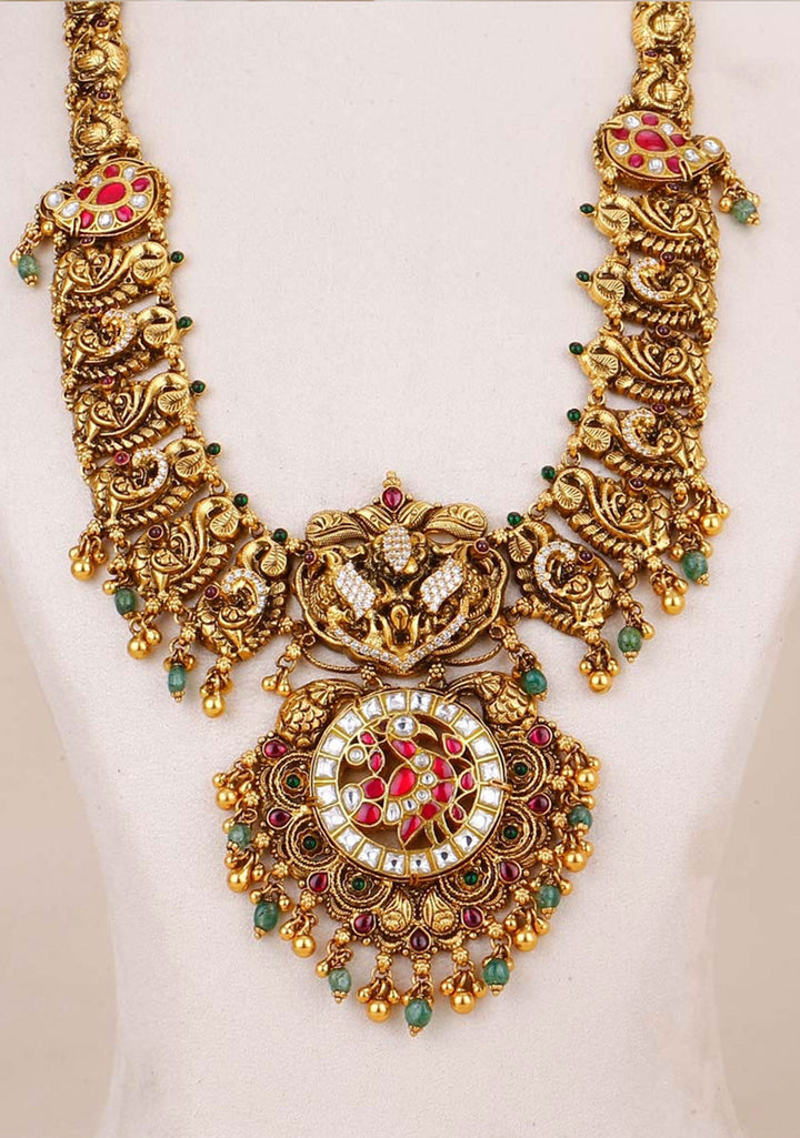 92.5 Silver 22kt Gold Plated Deep Nagas and CZ fusion Necklace