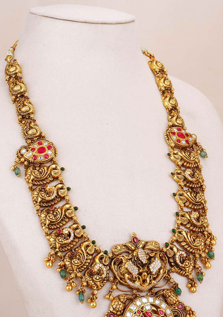 92.5 Silver 22kt Gold Plated Deep Nagas and CZ fusion Necklace