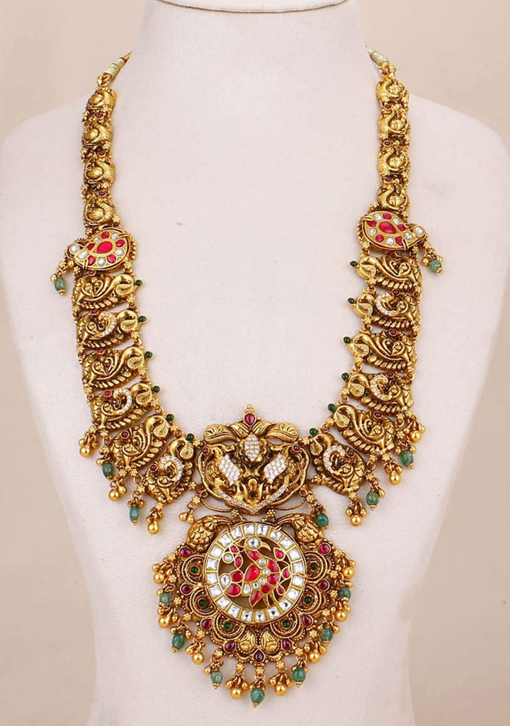 92.5 Silver 22kt Gold Plated Deep Nagas and CZ fusion Necklace