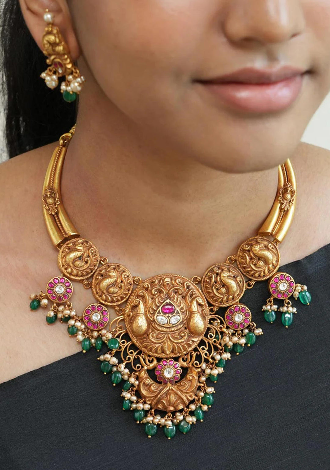 92.5 Silver 24 Kt Gold Plated Antique Tone Tribal Hasli