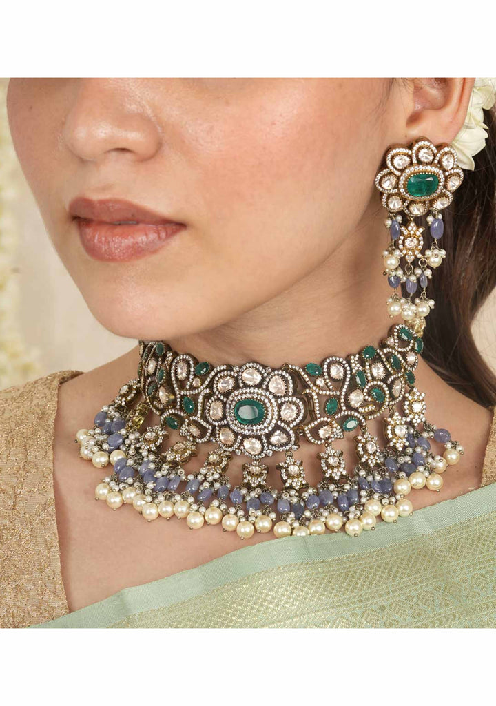 92.5 Silver Iconic Style Victorian Choker Set