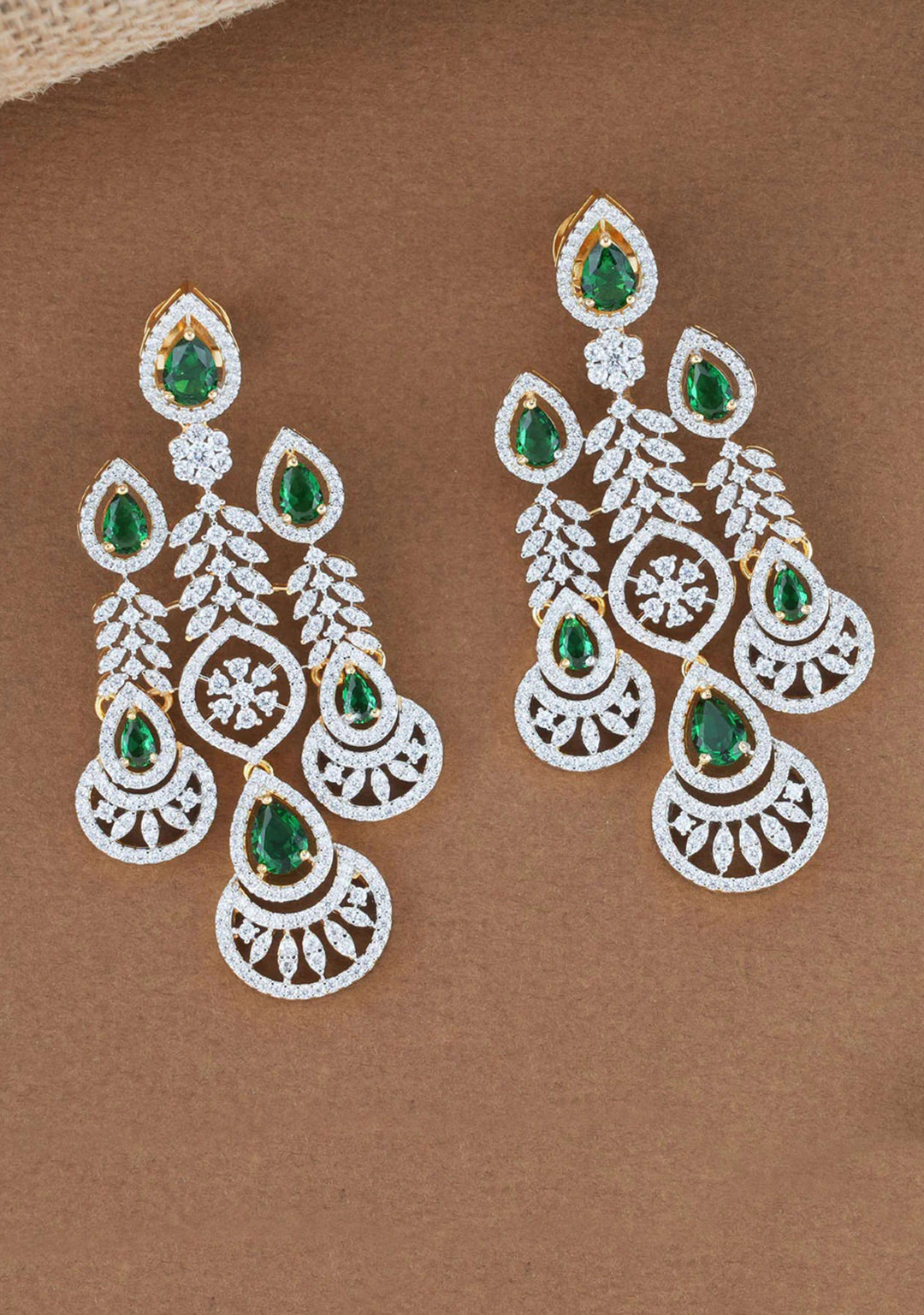 Enchanted Blossoms - 92.5 Silver Cubic Zirconia Studded Medium Length Necklace and Earrings Set