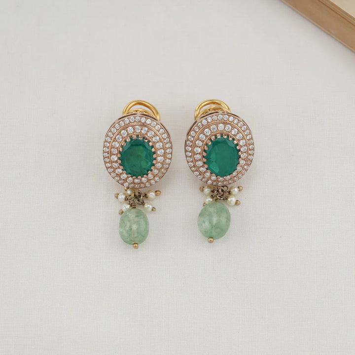 92.5 Silver Emerald Green Lavinash Victorian Necklace Set