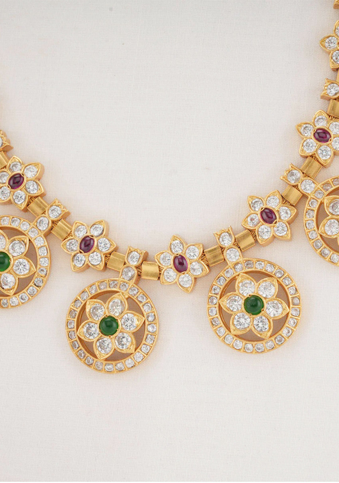 92.5 Silver 24Kt Gold plated 21  Flowers Necklace