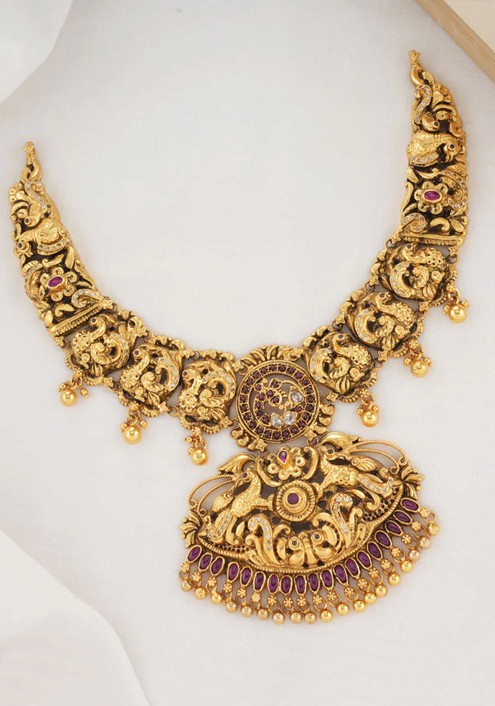 92.5 Silver 24 Kt Gold Plated Antique Finish Nagas Style Necklace