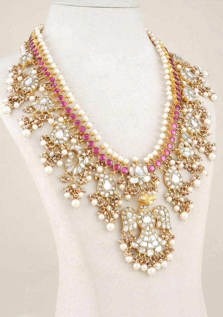 Statement 92.5 24 Kt Gold Plated Berunda and Lotus - Kundan Haar