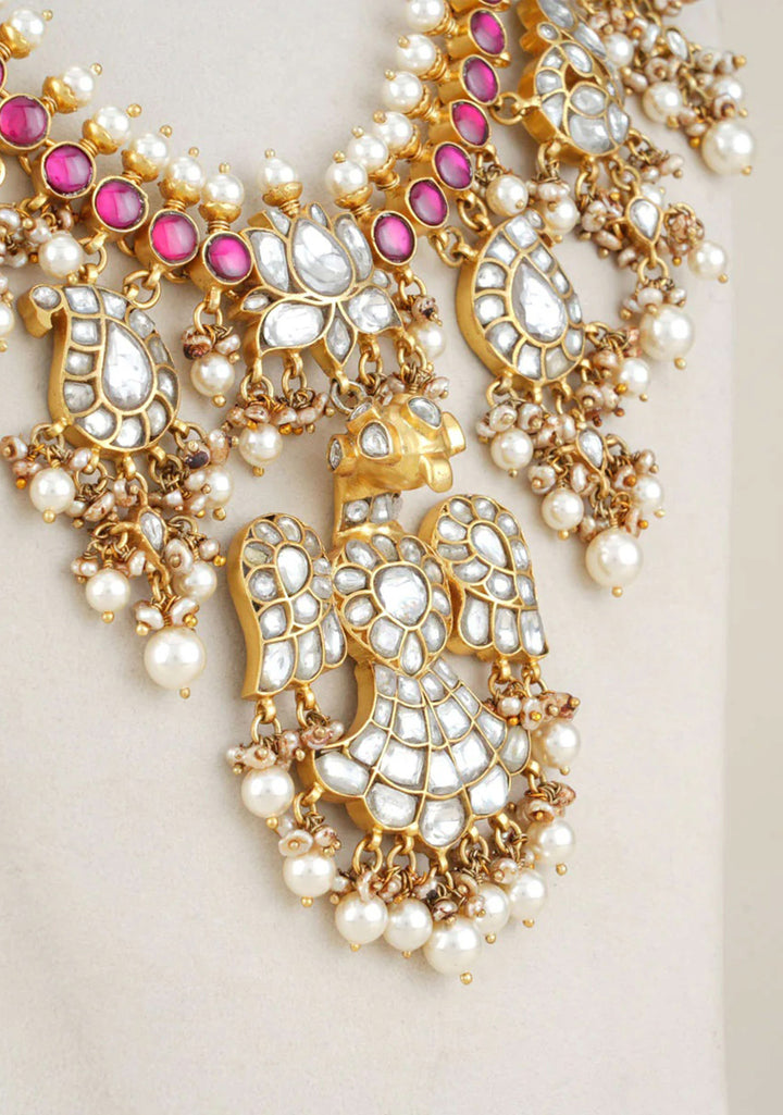 Statement 92.5 24 Kt Gold Plated Berunda and Lotus - Kundan Haar