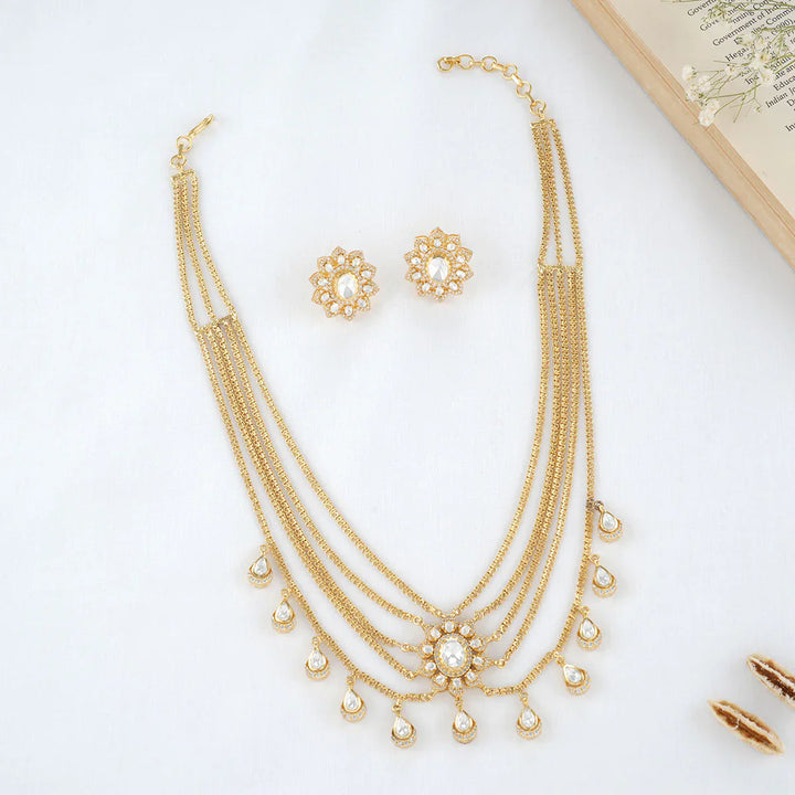92.5 Silver 24 Kt Gold-Plated Anurya Layered Long Necklace Set