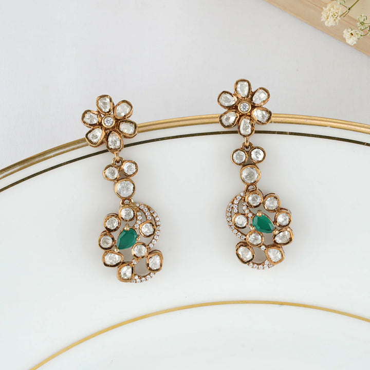 92.5 Silver hanging flowers Victorian Necklace Set