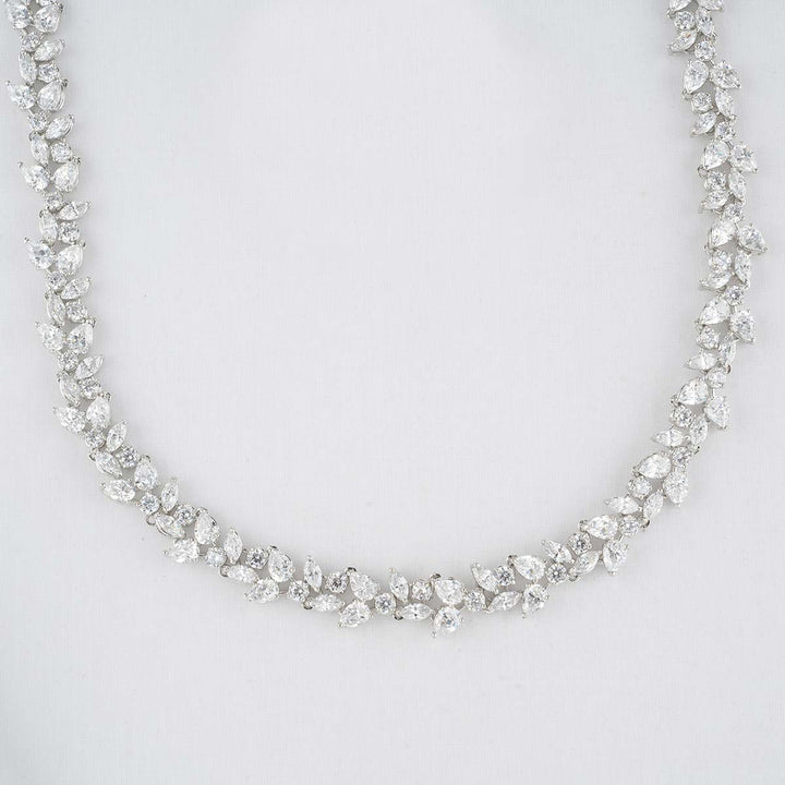 92.5 Silver Chandrika CZ Necklace Set