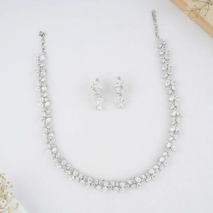 92.5 Silver Chandrika CZ Necklace Set