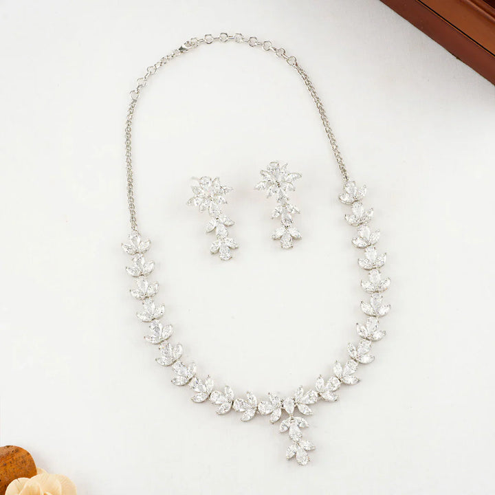 92.5 Silver CZ  Necklace Set