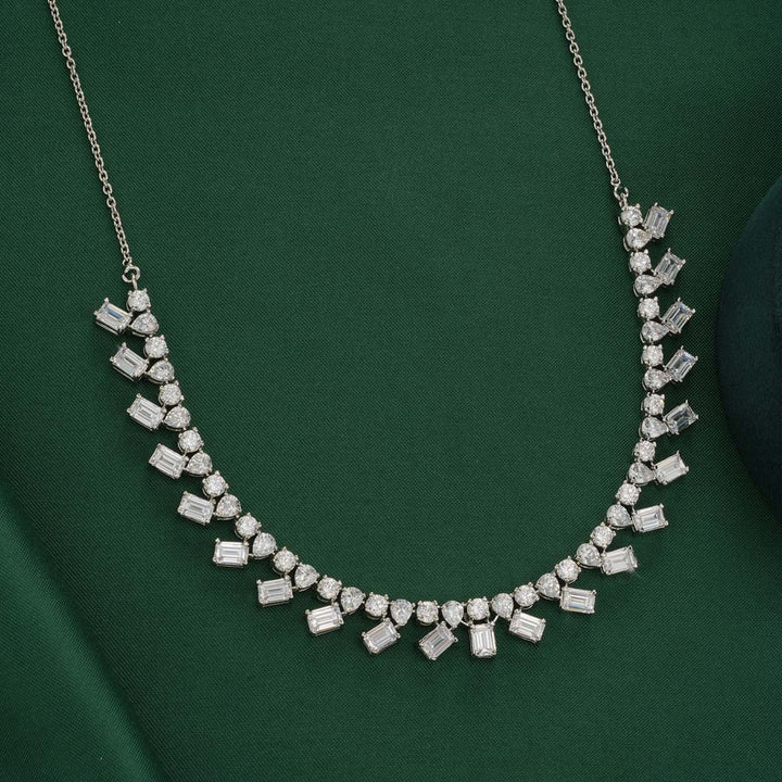 92.5 Silver CZ Minimalistic Necklace Set Sankshepa