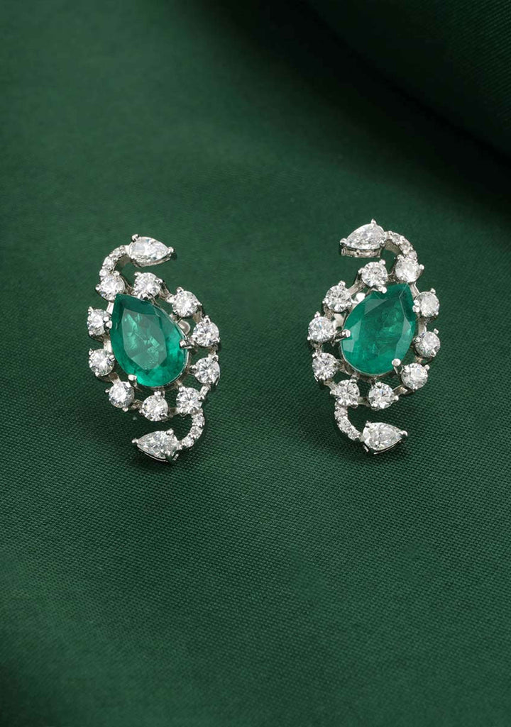 92.5  Silver Cubic Zirconia Mango Necklace Set