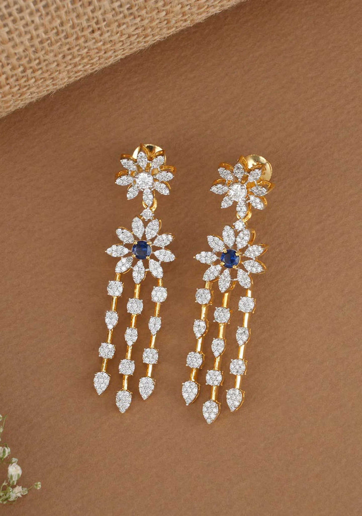 92.5 Silver Blue and White Charming Icicle Stone Studded Necklace Set