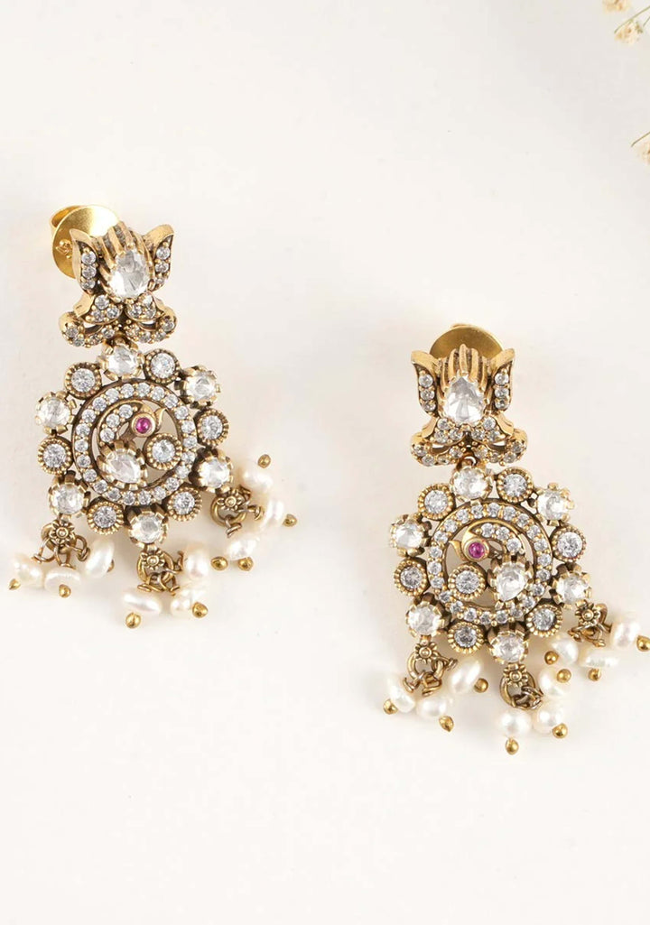 92.5 Silver Navratna Victorian Short Necklace Set