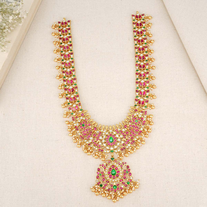 92.5 Silver, 24 kt Gold-Plated Necklace with Kundan Stones