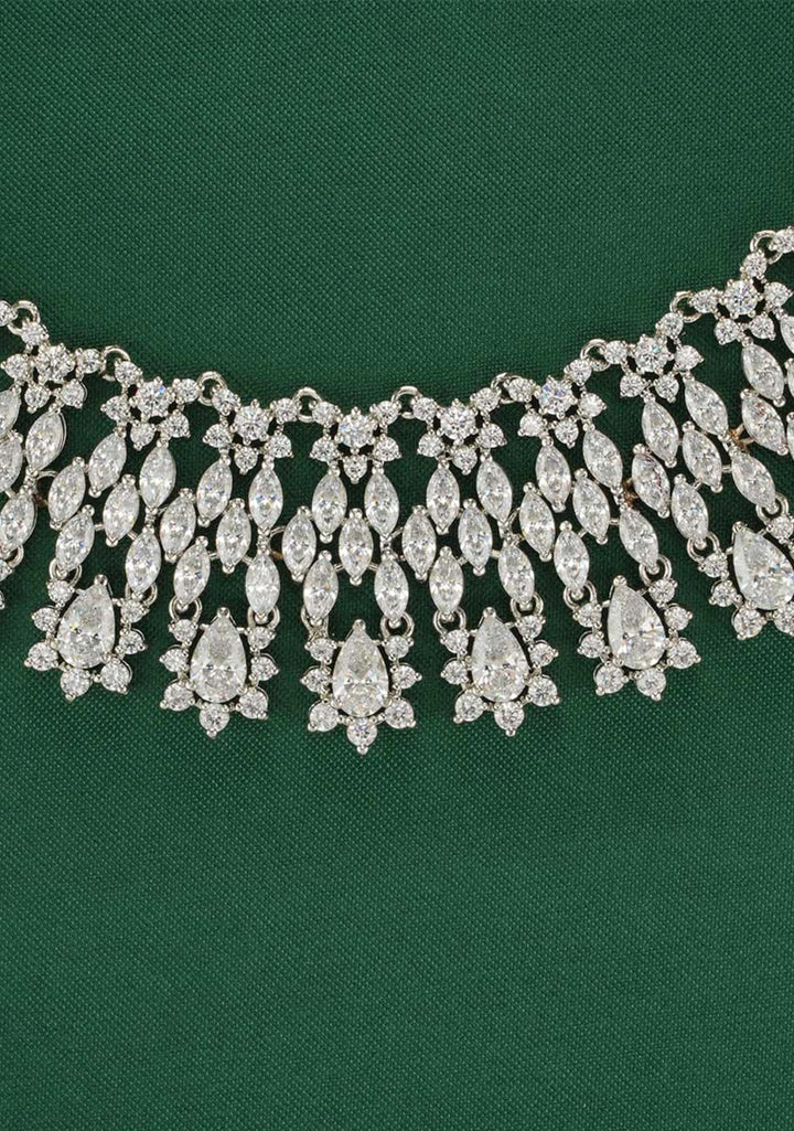 92.5  Silver CZ Necklace Set