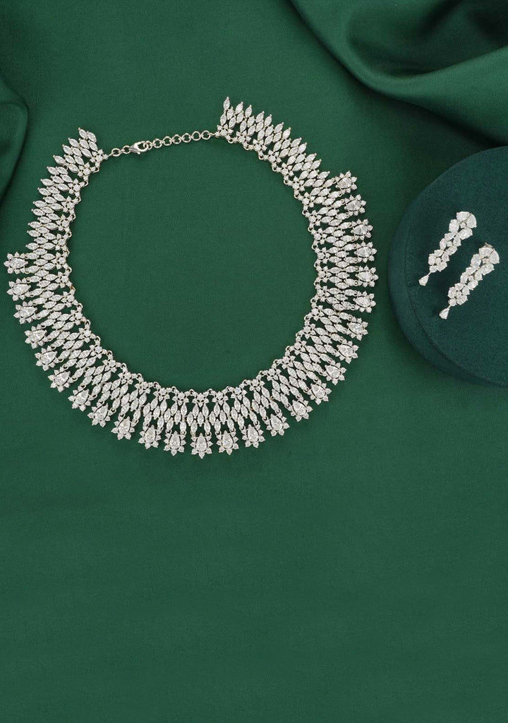 92.5  Silver CZ Necklace Set