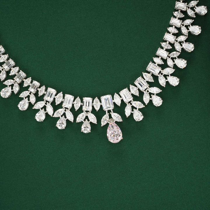 92.5 Silver Pavanya CZ Studded Necklace Set