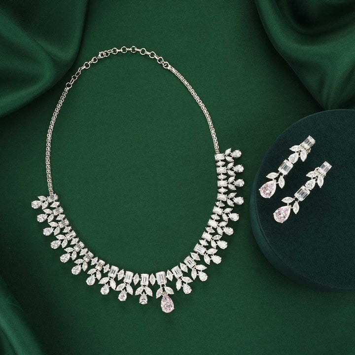 92.5 Silver Pavanya CZ Studded Necklace Set