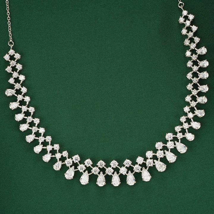 92.5 Silver  CZ Ananya Necklace Set
