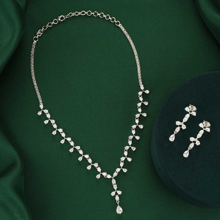 92.5 Silver CZ Necklace Set Saanvi