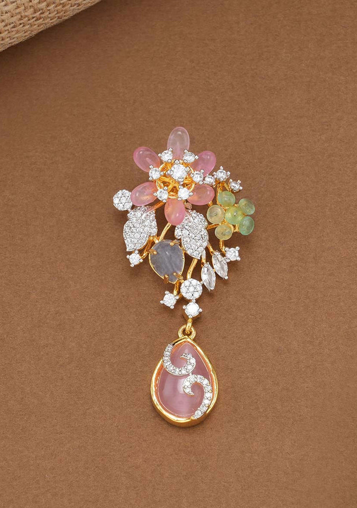 92.5 Silver Pastel Tulips Floral Pendant and earrings set, chain not included