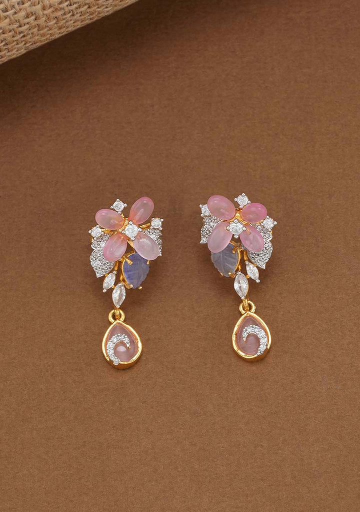 92.5 Silver Pastel Tulips Floral Pendant and earrings set, chain not included