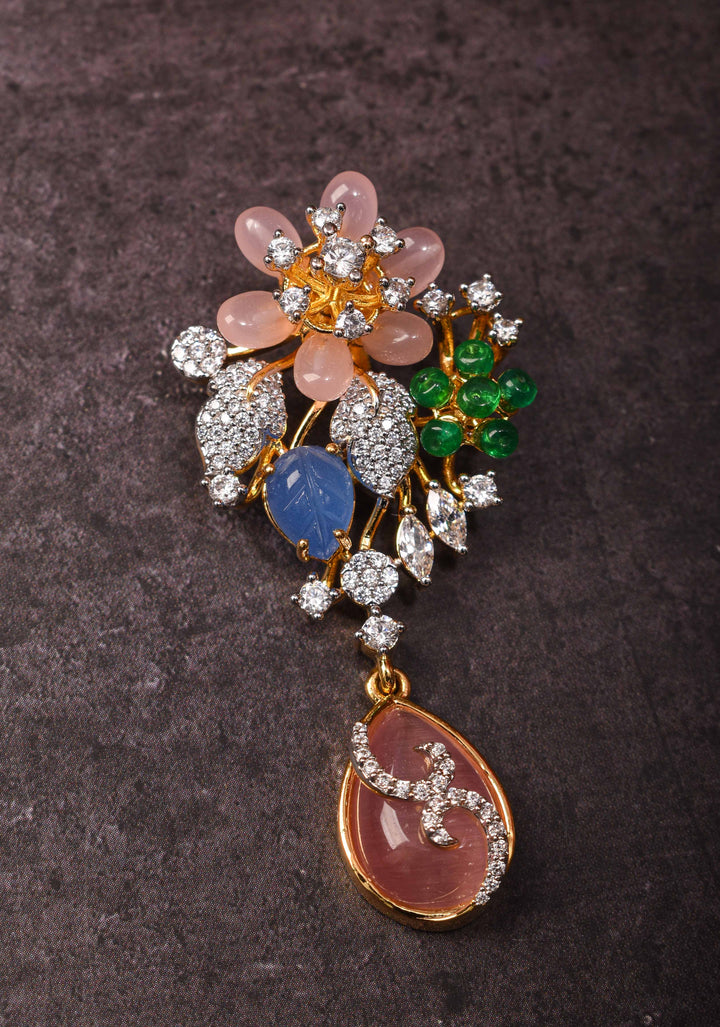 92.5 Silver Pastel Tulips Floral Pendant and earrings set, chain not included