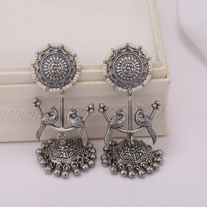 92.5 Pure Silver, Ezhil Oxidised Jhumkas