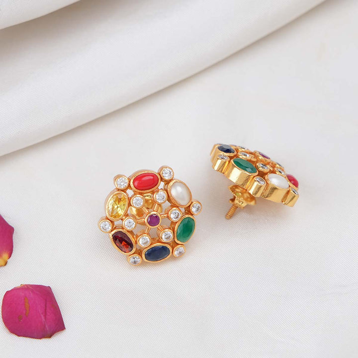 92.5 Silver Navaratna Studs