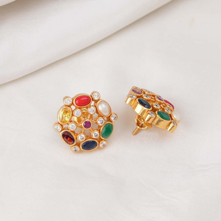 92.5 Silver Navaratna Studs