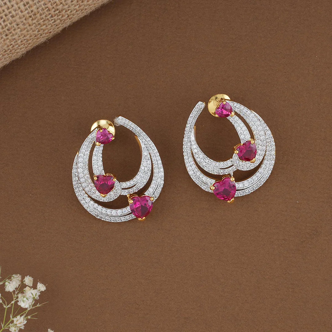 92.5 Silver Shiner Diamond Design Studs