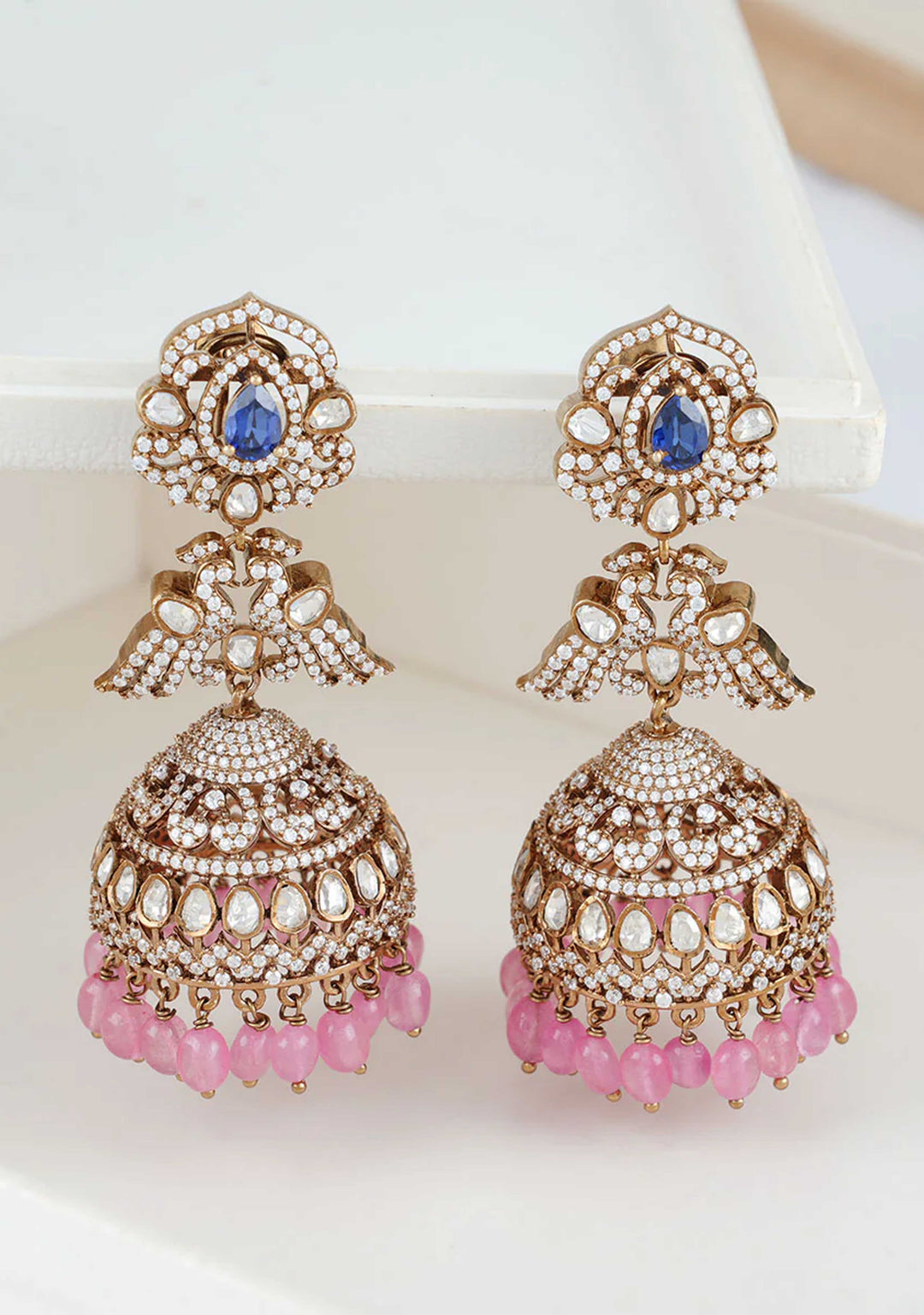 92.5 Silver Pastel Charm Victorian Jhumkas
