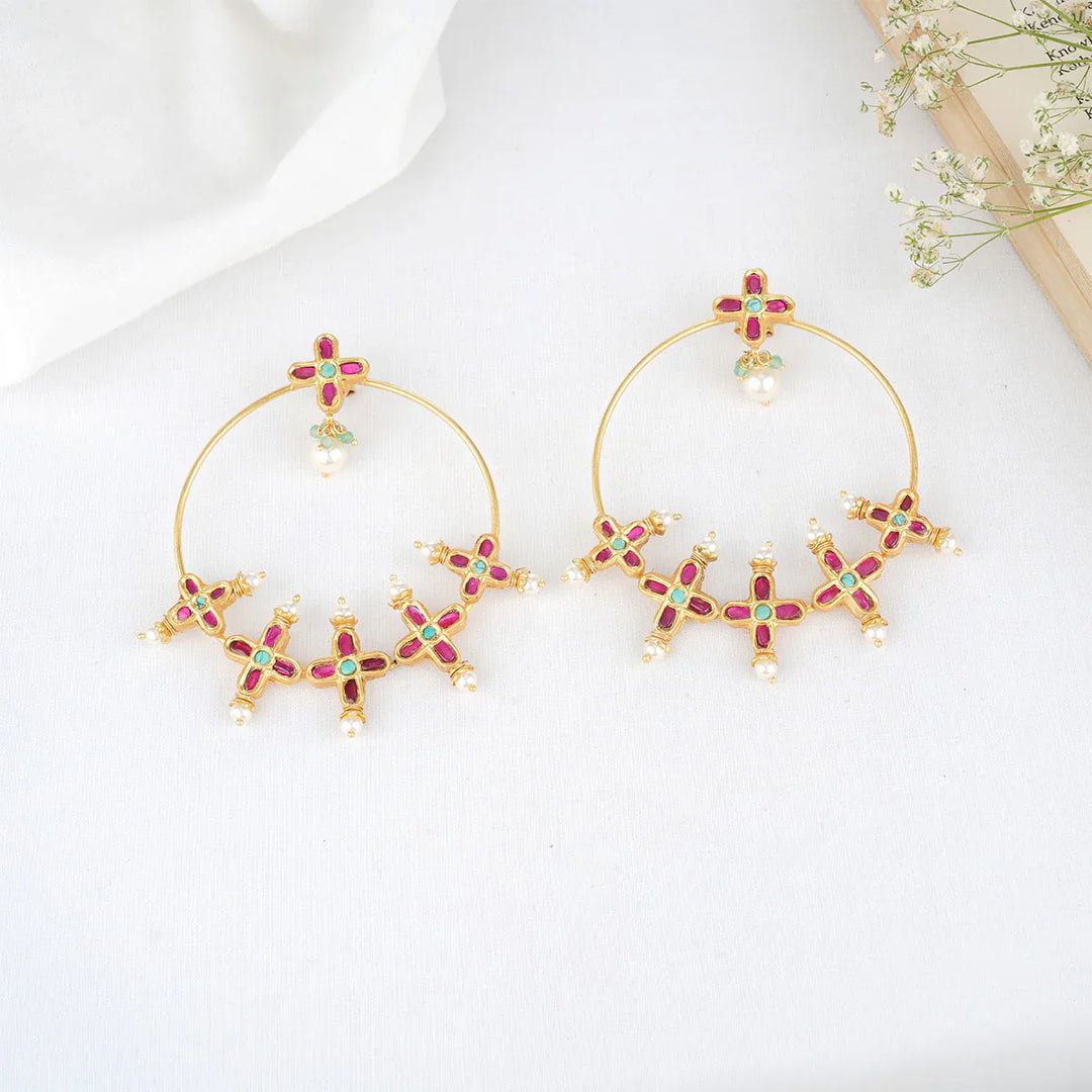 92.5 Silver 24 kt Gold Plated Jamira Kundan Long Earrings