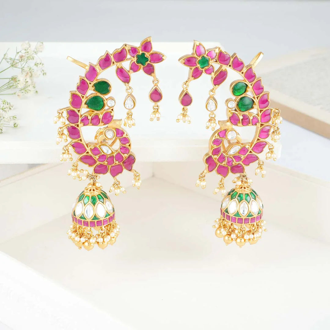 92.5 Silver cover Kundan Jhumkas