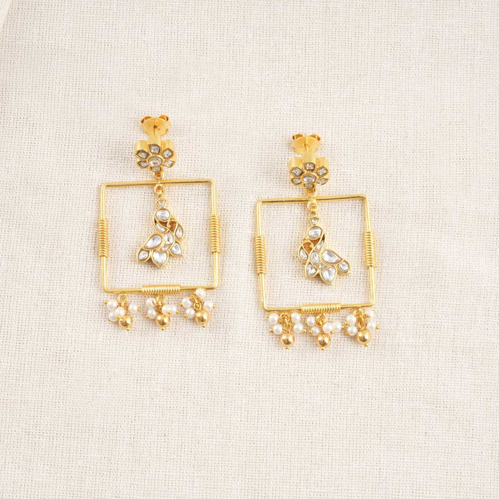 92.5 Silver Contemporary Kundan Long Earrings