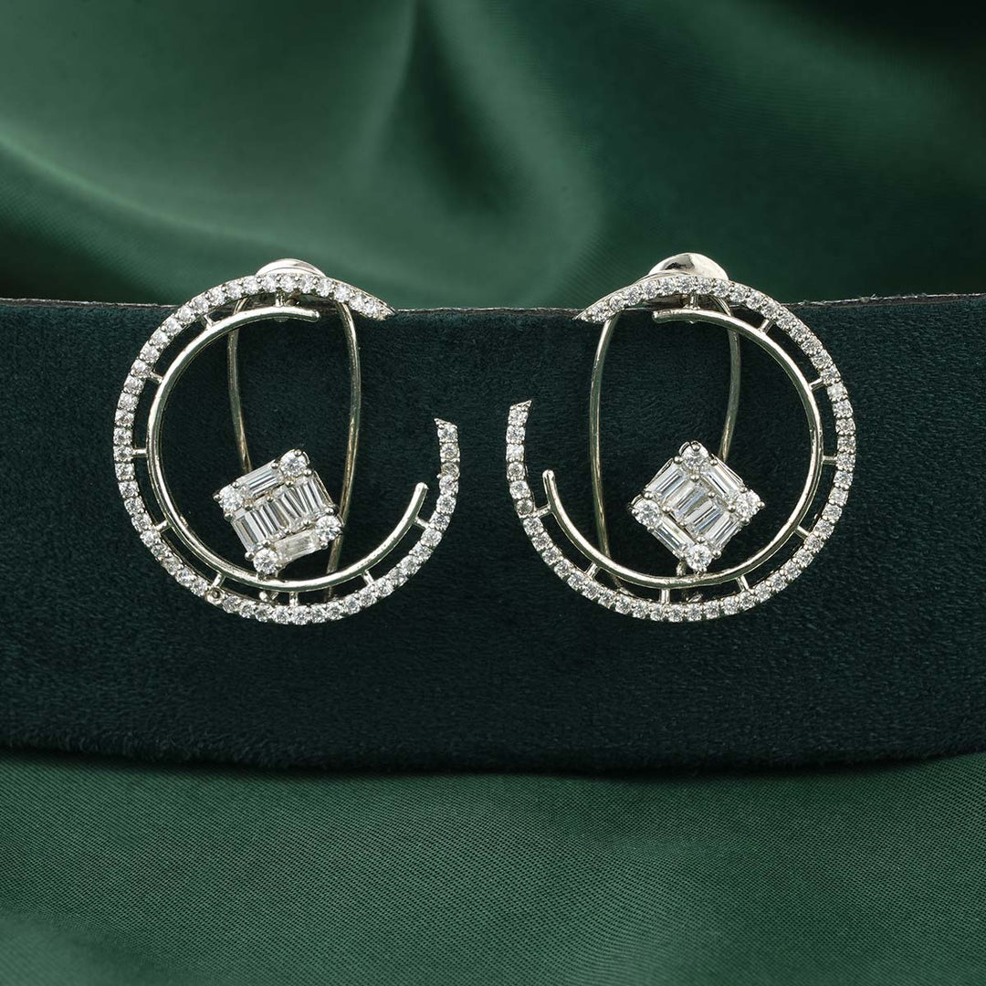 92.5 Silver CZ Stone Nayana Long Earrings