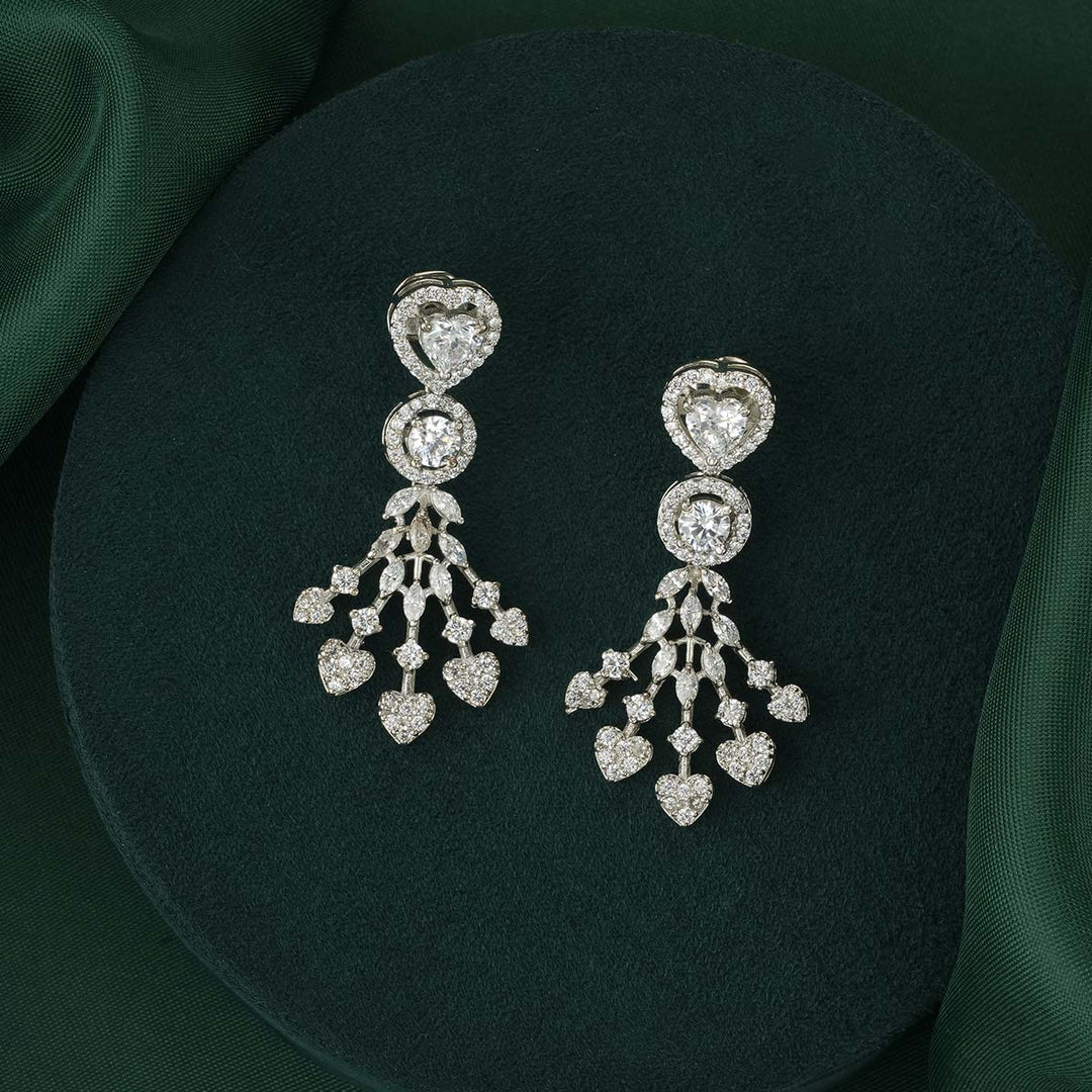 92.5 Silver CZ Stone Nakulikha Long Earrings