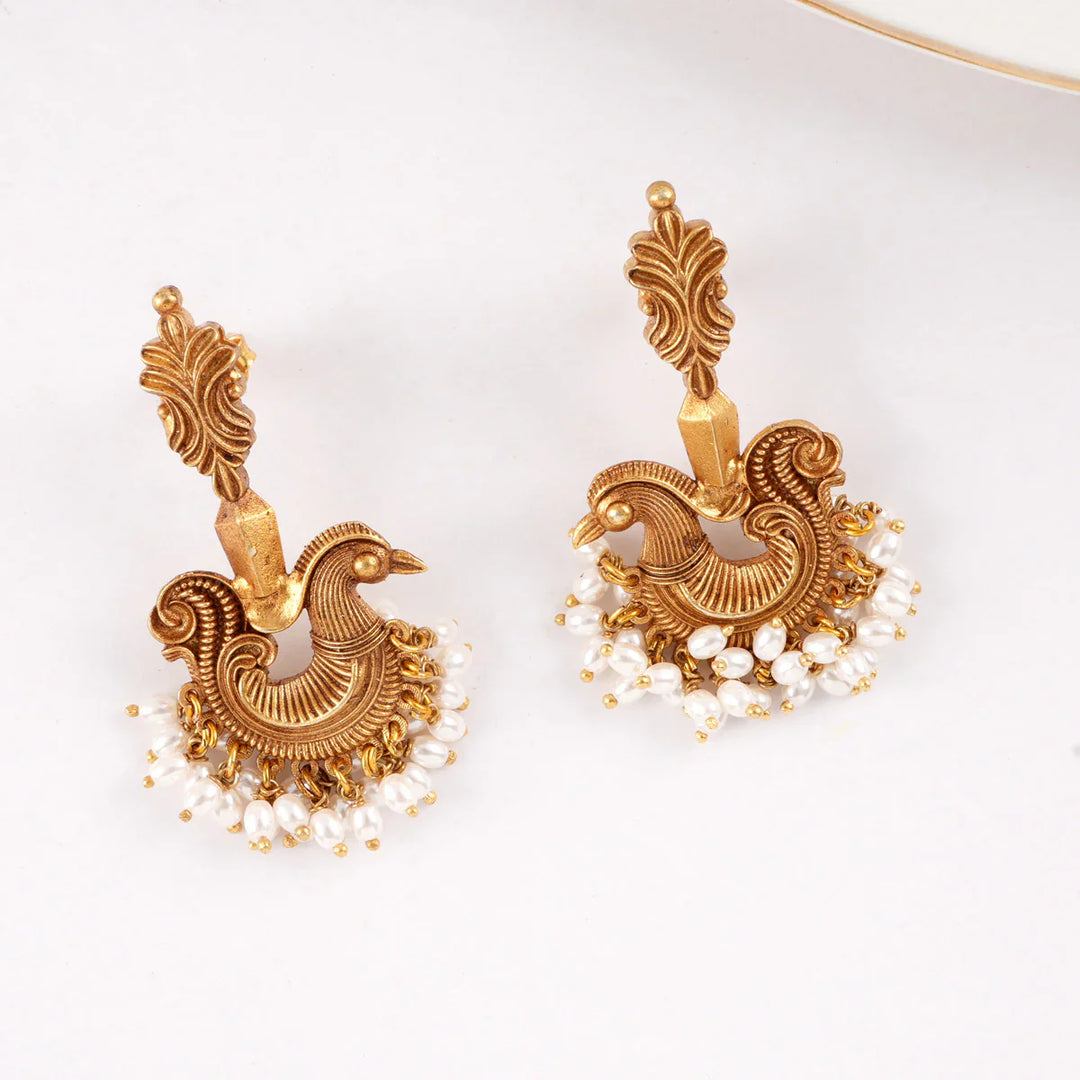 92.5 Pure Silver, 24kt Gold Plated Shinning Charm Swan Earrings