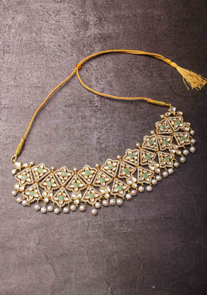 92.5 Silver Polki kundan Wedding Necklace | Shobitam Jewelry