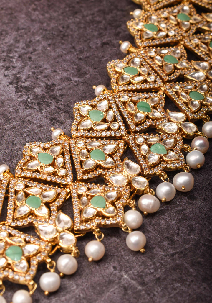 92.5 Silver Polki kundan Wedding Necklace | Shobitam Jewelry