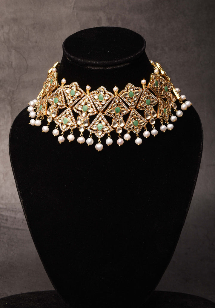 92.5 Silver Polki kundan Wedding Necklace | Shobitam Jewelry