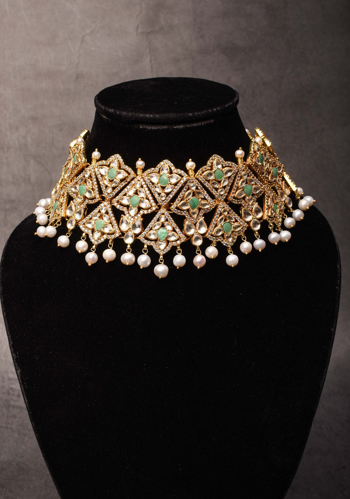 92.5 Silver Polki kundan Wedding Necklace | Shobitam Jewelry